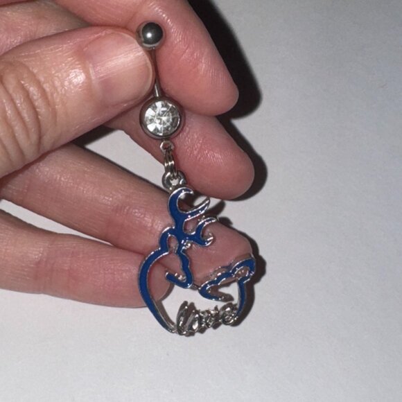 Navy Blue Buck and Doe Love Browning Dangle Belly Ring - Picture 8 of 16